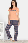 Zivame Checkered Charm Flannel Pyjama Set - Medieval Blue — thumbnail 3